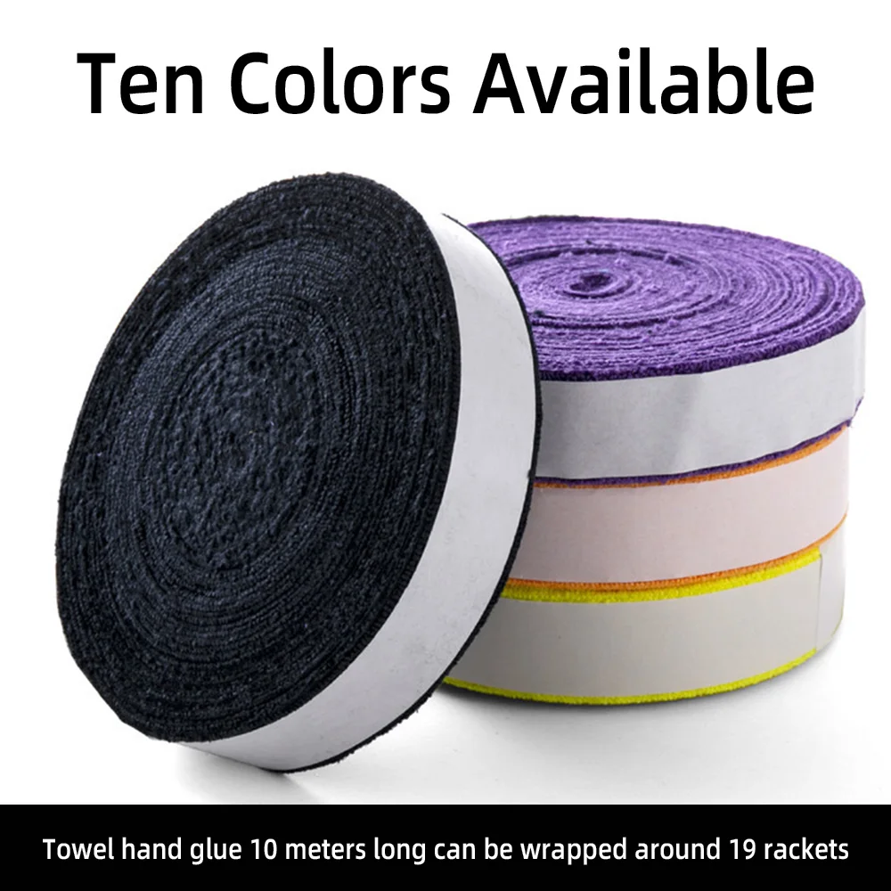 Large Plate Towel Glue Badminton Hand Glue Tennis Grip Tape Anti-Slip Absorb Sweat Racket Belt Microfiber Glue 10 Meters Long