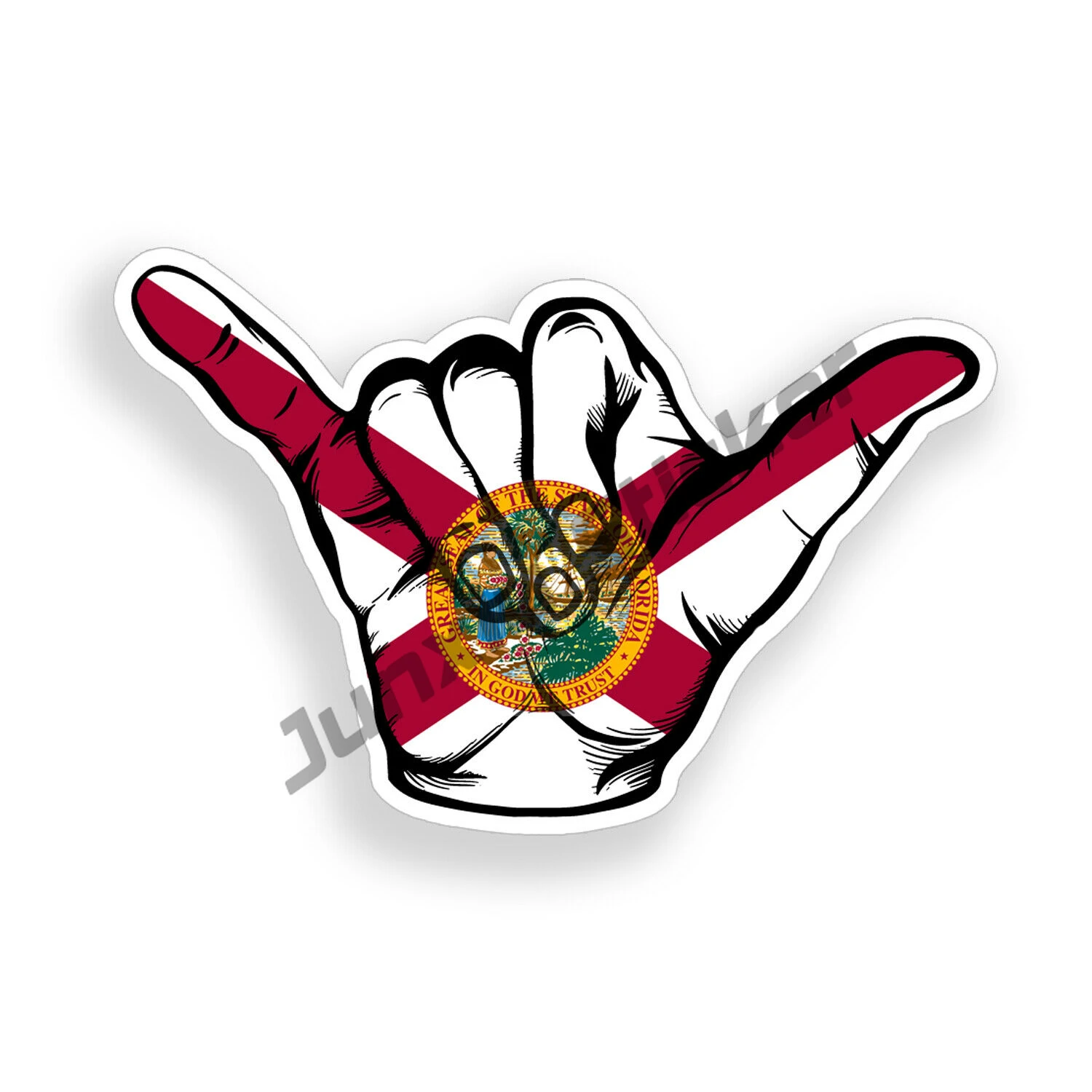 Florida Hang Loose Sticker FL Flag Beach Shaka Car Vehicle Window Bumper Decal JDM Refit Decals Car Camper Accessories PVC13x8cm