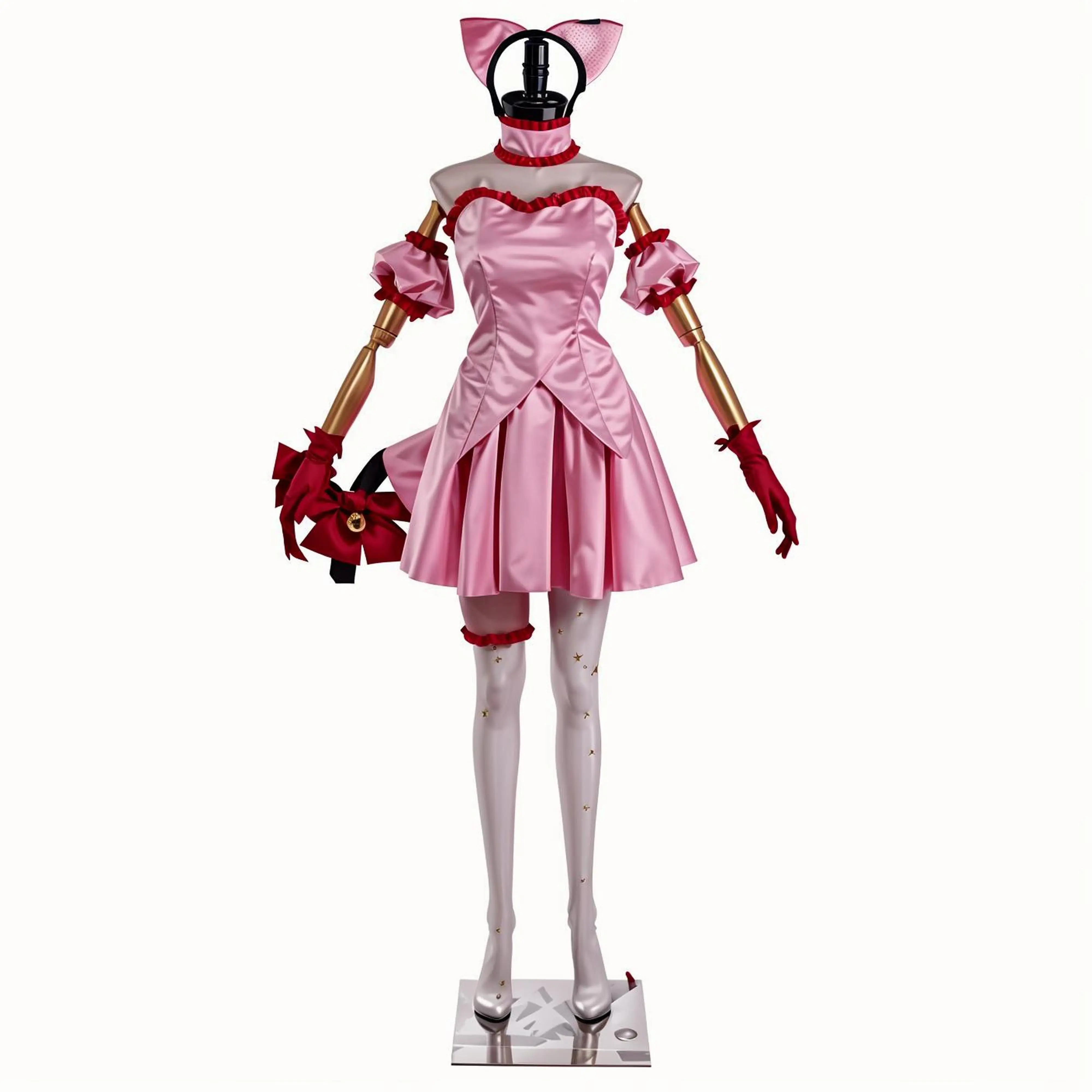 

Anime Tokyo Mew Strawberry Ichigo Cosplay Costume For Sweet Girl Pink Princess Dress Ears Tail Outfit Maid Halloween Party Dress