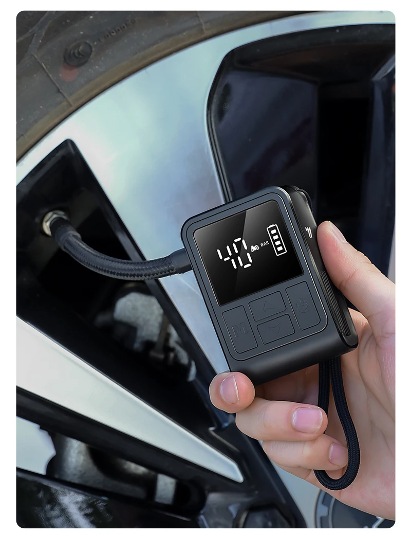 WEST BIKING 130PSI Elektrische Luftpumpe Kabellos mit Digitalanzeige und Auto-Stopp-Funktion Tragbarer Fahrradreifenfüller für MTB, Motorrad, Auto und Ball – Detail 18