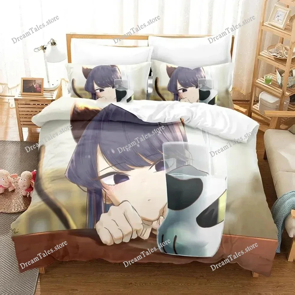 Komi Can't Communicate Cartoon Poster Sheets Quilt Covers Bedding Dormitory Sheets Bedding Set Soft Warm Bedding Set Luxury Gift