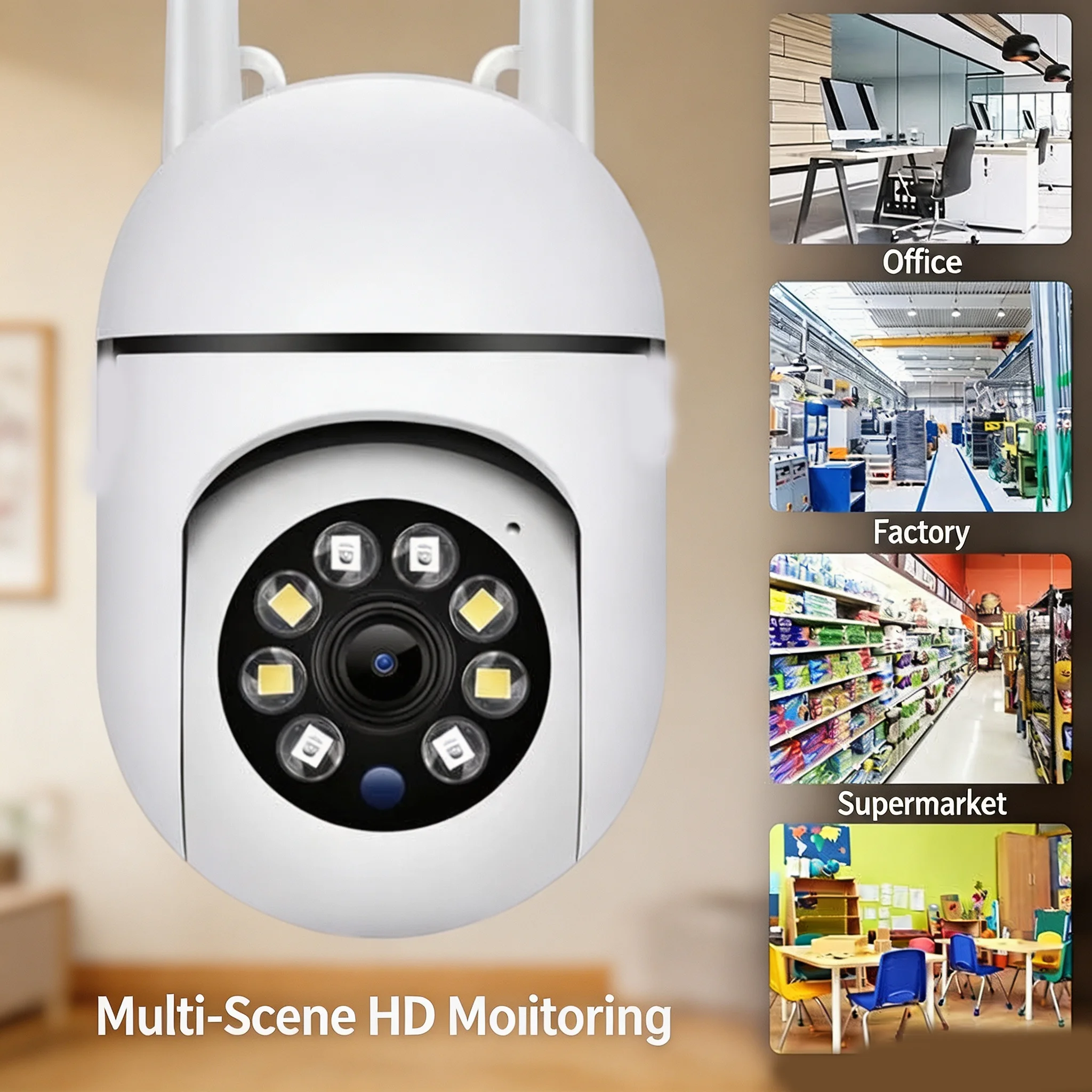 Wireless Wifi Camera Connected to Mobile Phone for Remote Voice Intercom, Rotating Home Indoor High-Definition Video Monitor