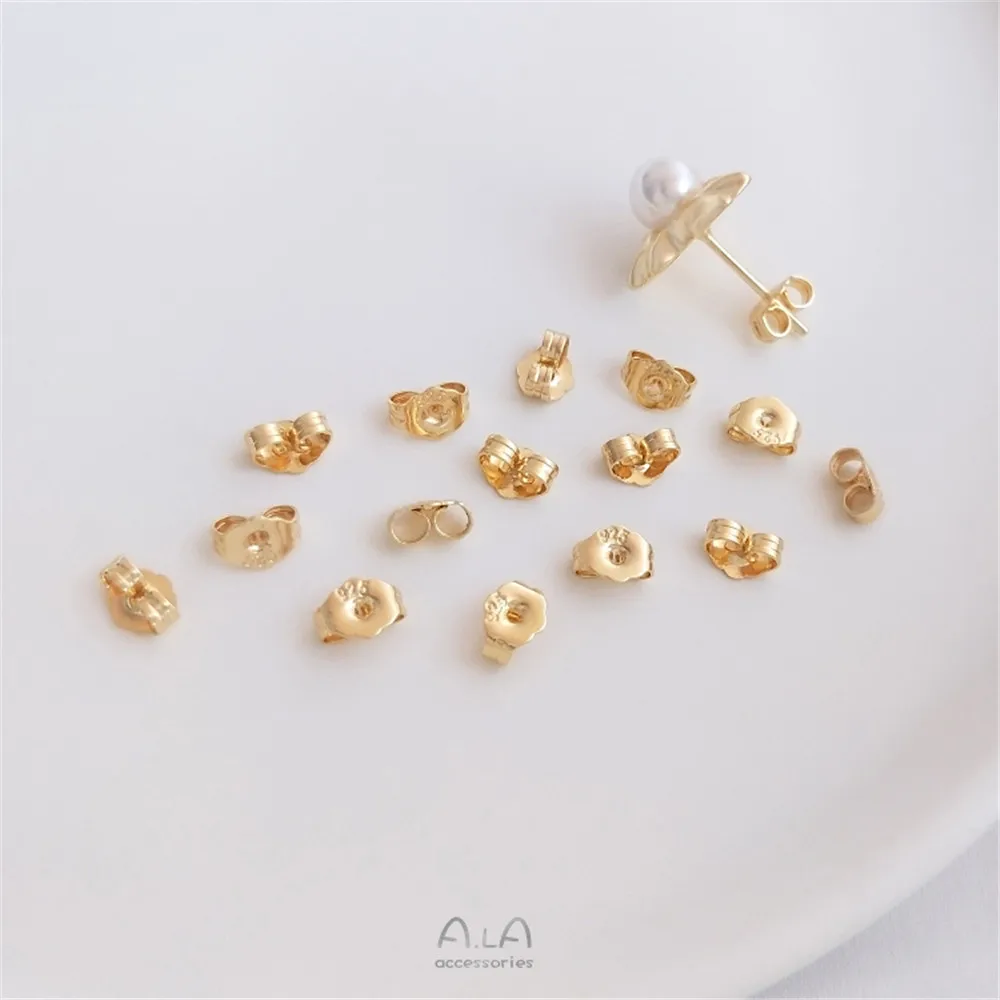 Tapones para los oídos de mariposa con sello de acero 925, cubierta de cobre de 14K, tapones para los oídos que preservan el color oro real, accesorios para pendientes DIY hechos a mano