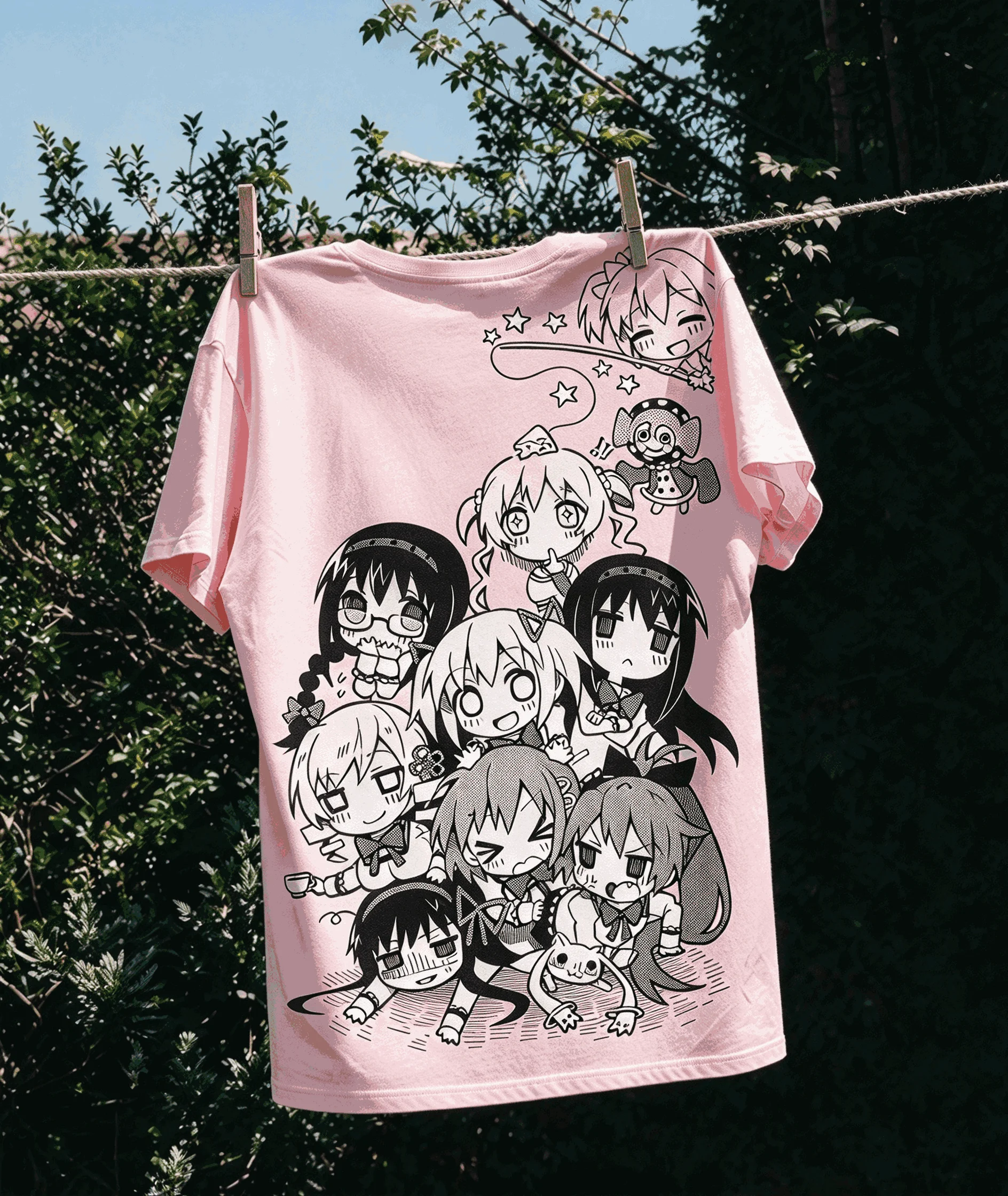 Puella Magi Madoka Magica Streetwear Trendy Cotton Oversized Unisex Vintage Loose Breathable soft Print T-shirts for Men Women