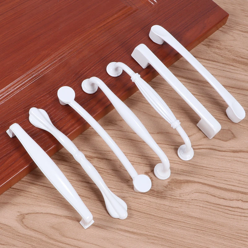 American Aluminum Alloy White Handles Simple Furniture Hardware Wardrobe Cabinet Drawer Door Knobs For Kitchen Bedroom Bathroom