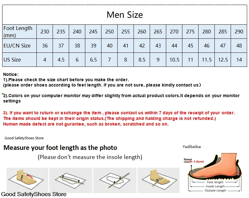 Breathable Men Safety Shoes Puncture-Proof Work Sneakers Male Steel Toe Work Boots Indestructible Construction Shoes Size 37-45