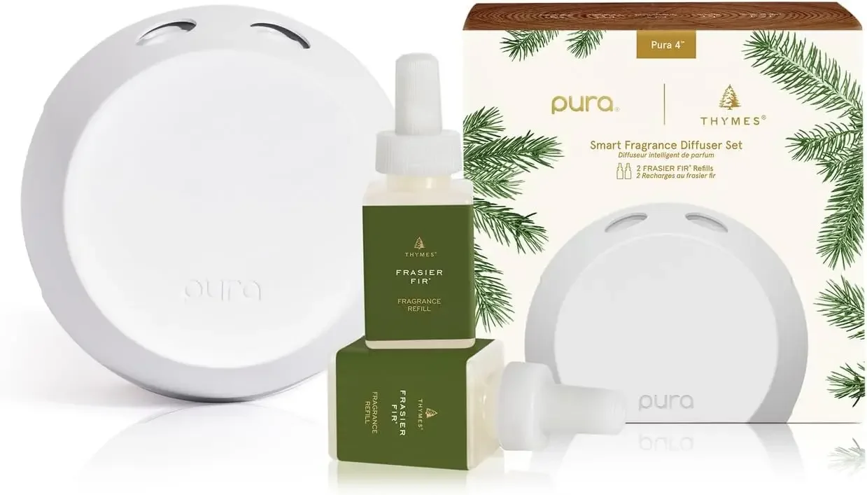 Frasier Fir Pura 4 Smart Fragrance Diffuser Kit - Includes 1 Pura V4 Aromatherapy Diffuser + 2 Pura Fragrance Refill Vials - Fra