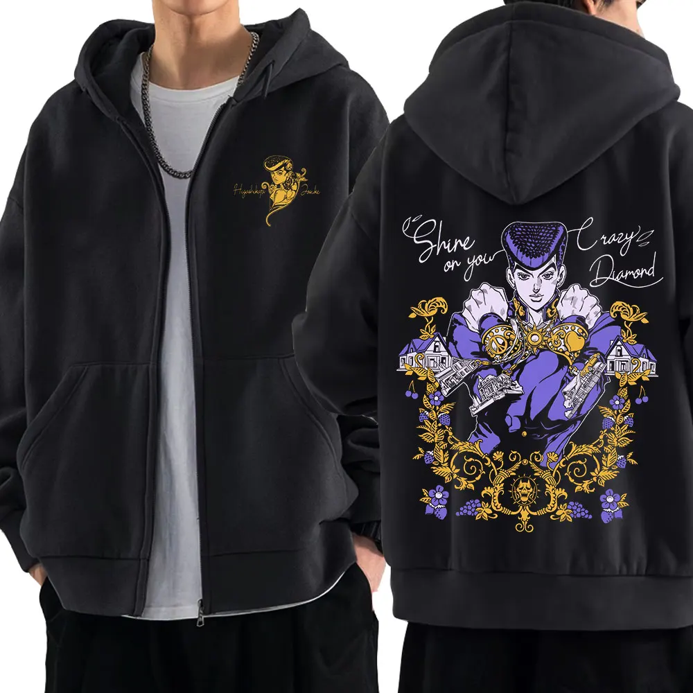 Anime Jojo Bizarre Adventure Zipper Hoodies Higashikata Josuke Manga Zip Up Sweatshirts Männer Frauen Mode Casual Pullover Mäntel