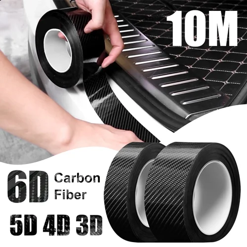 Pegatinas de fibra de carbono para coche, cinta autoadhesiva para envolver automotriz, película protectora negra mate para coche, accesorios de tira de puerta de vinilo 3D