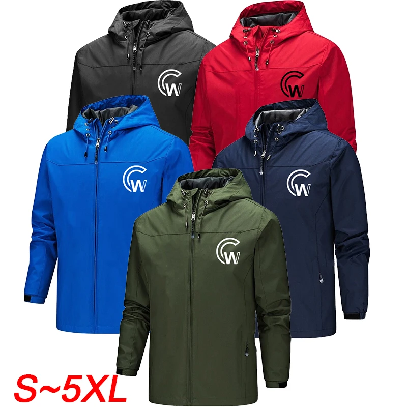 Men's Training Sprint Jacket Fashion Shark Skin Soft Shell Jacket Waterproof Windproof Jacket Zipper Hooded Coat