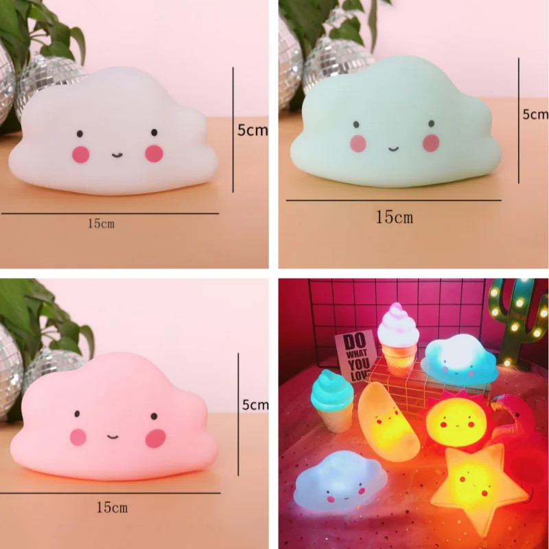 Led Night Light Baby Room Decoration Bed Stars Moon Clouds Toy Bedroom Decoration Modeling Light Baby Children\'s Toy Gift