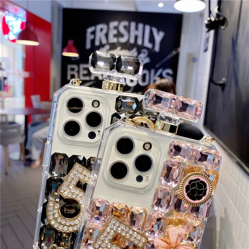 Luxury Bling Diamond Rhinestone Perfume Bottle Case For Samsung GalaxyS24 S20 S21 S22 S23 Ultra Note10 20 Crystal Phone Cover image 5