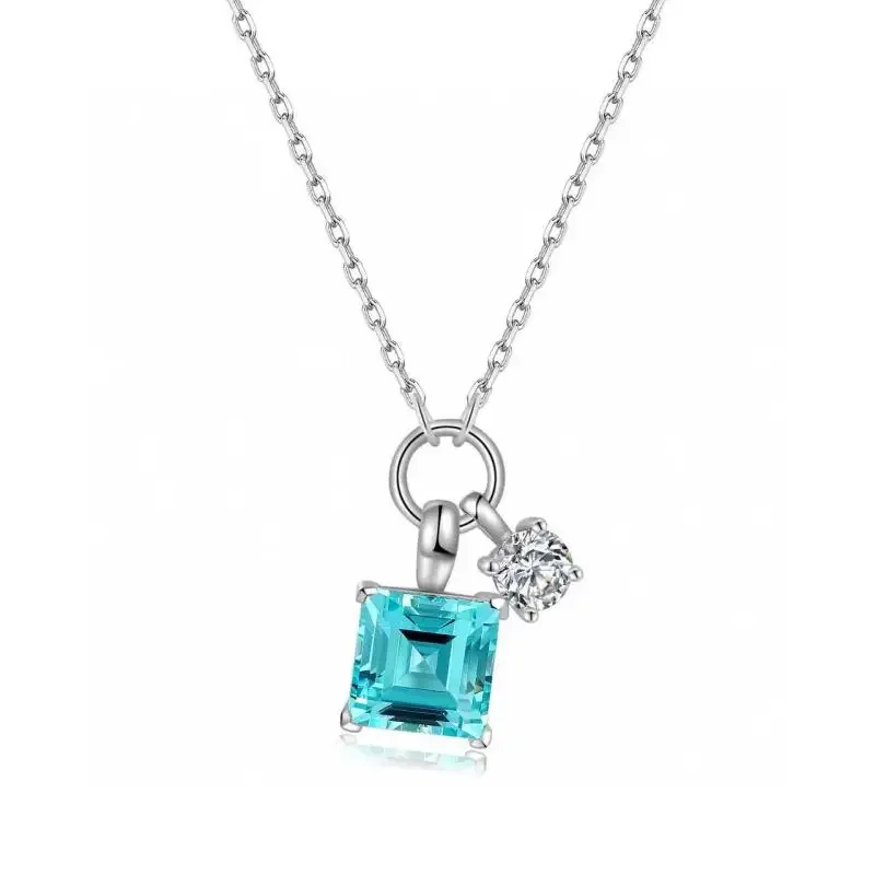 

Pirmiana Fashion 6.28ct Lab Grown Paraiba Sapphire Pendant Necklace S925 Silver Jewelry Engagement Gift Women