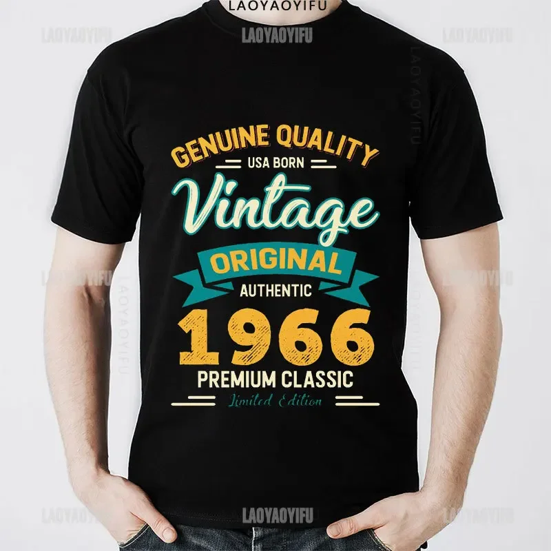 Vintage Limited Edition 1966 Cotton T-shirts Birthday Gift O-neck Man Women Tee Ropa Mujer Otaku Streetwear Roupas  Unisex Tops