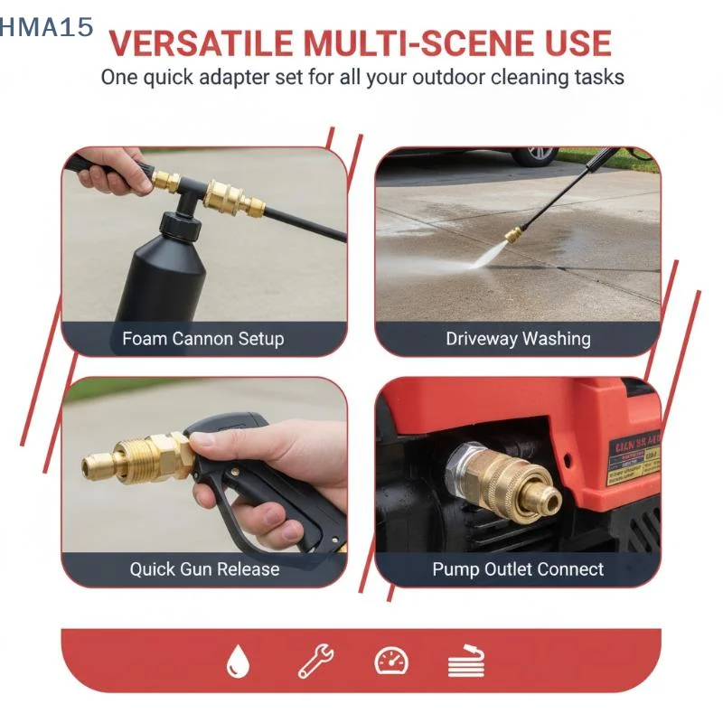 【YA】Quick Plug Pressure Washer Connector M22 15 Female to 1/4 Male Hose Adapter Pair for Car Washing Garden Cleaning