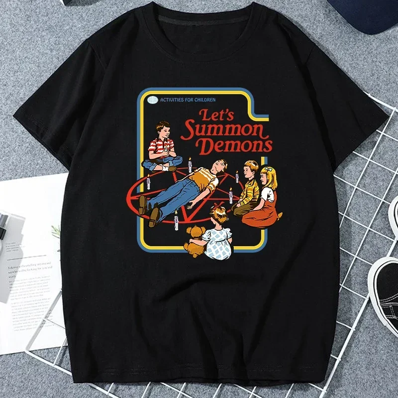 Camisetas gráficas de Horror satanista para Hombre, Ropa de calle creativa única, camiseta de manga corta aterradora Unisex