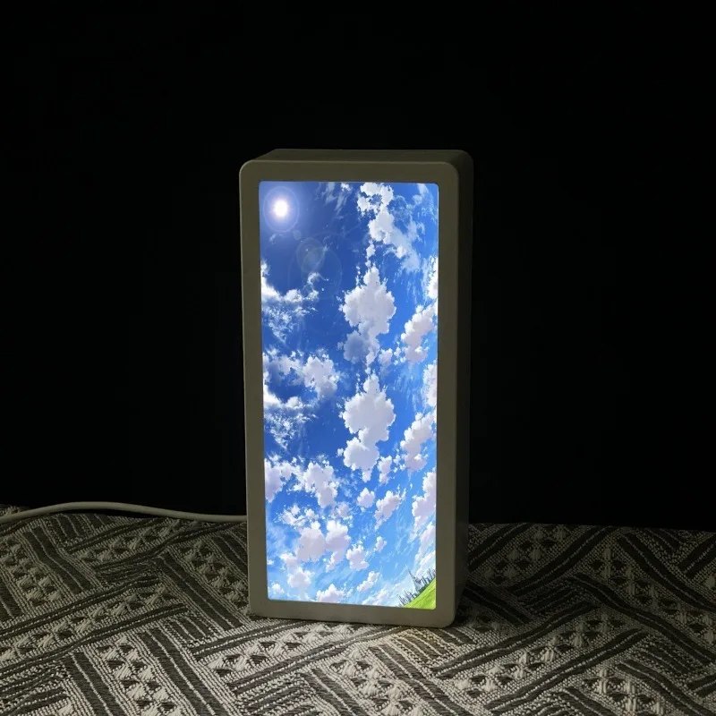 Mountain Sunrise Sky Blue LED Night Light Ambient Bedside Lamp Sleep Aid Decor for Bedroom Friend Gift Room Decor Table Lamp