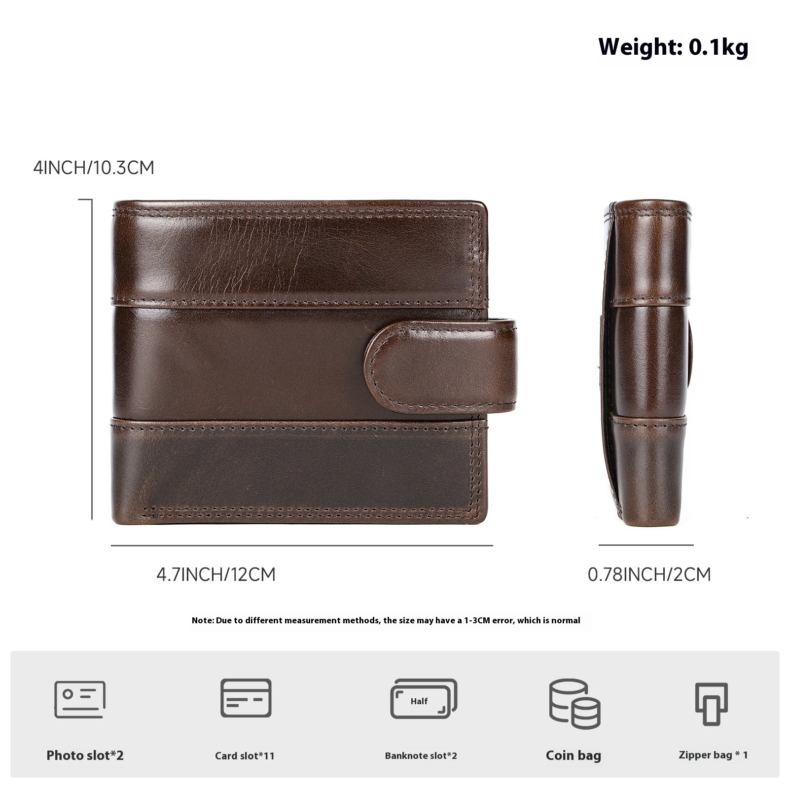 Vintage Men's Leather Wallet with Multiple Card Slots and Large Capacity