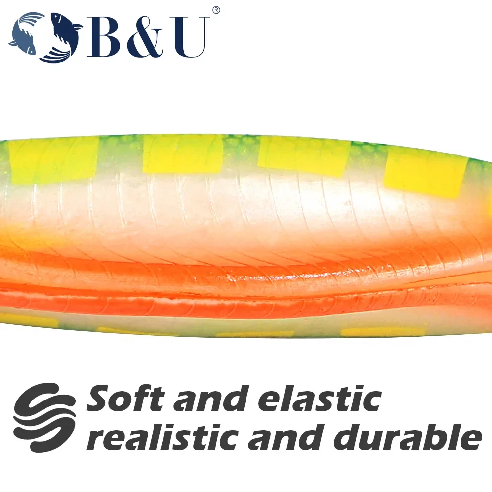 B&U Soft Swimbait Esca da pesca Coda ondulata lunga Big Pike Bait Grub Seducente Swimming Action Rig Jig