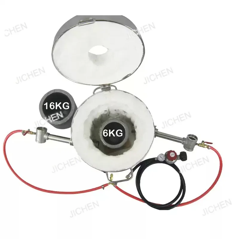 

16 KG Large Gas Metal Melting Furnace Kit 1300°C Propane Forge Dual Burner 2 Crucibles Foundry Home Kiln Casting Tools