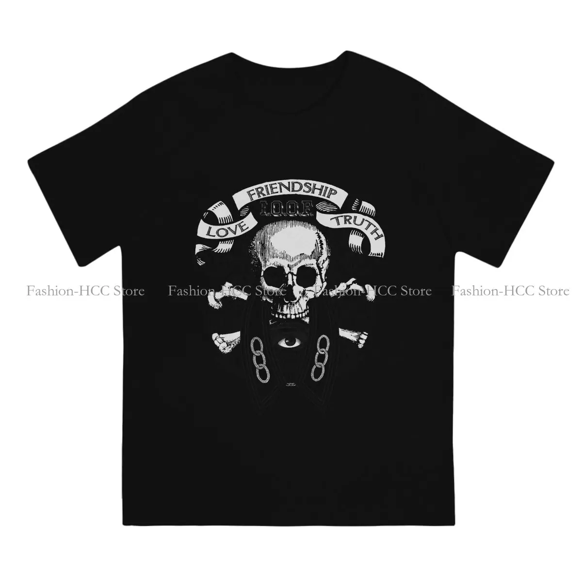 FLT Skull and Collar Black Newest Polyester TShirts Odd Fellows Male Graphic Streetwear T Shirt O Neck