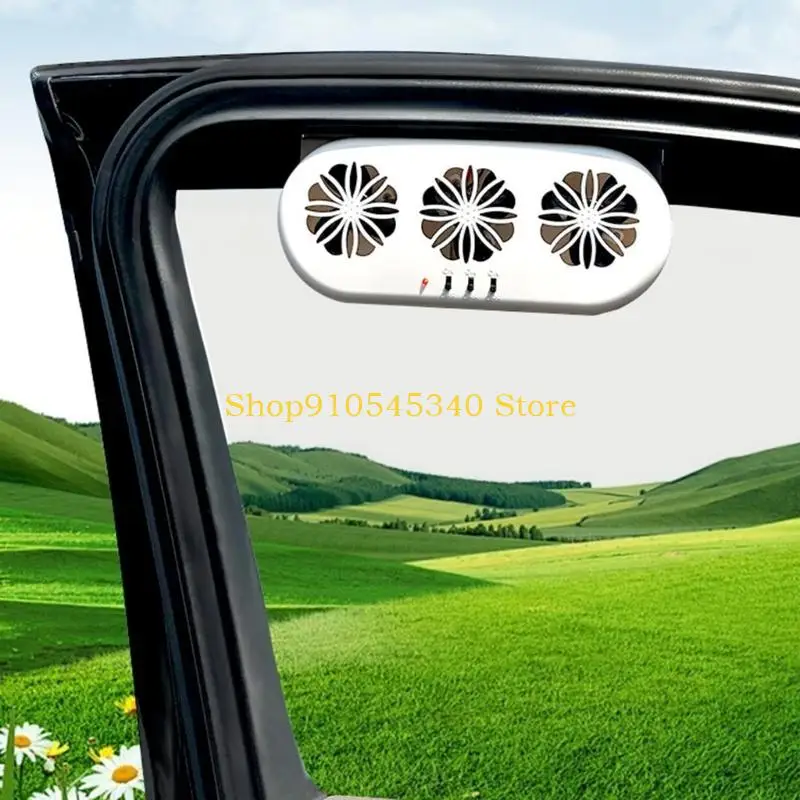 U2JA 3 Fans Solar Power Car SUV Cool Fan Coolers Window Air Vent Exhaust Ventilation 5000RPM Car Window Air Vent Coolers