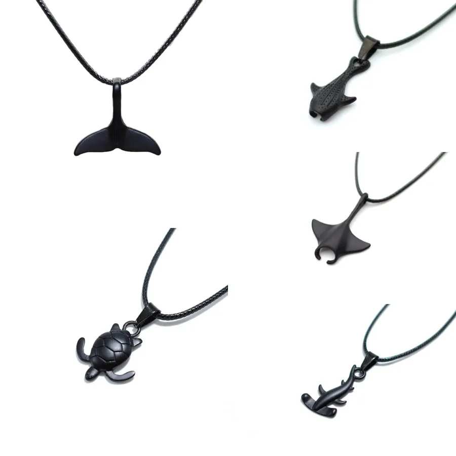 24 Inches Marine Animal Manta Shark Whale Necklace Men Choker Collar Beach Surfing Neck Accessories Pendant Jewelry Gift For Him