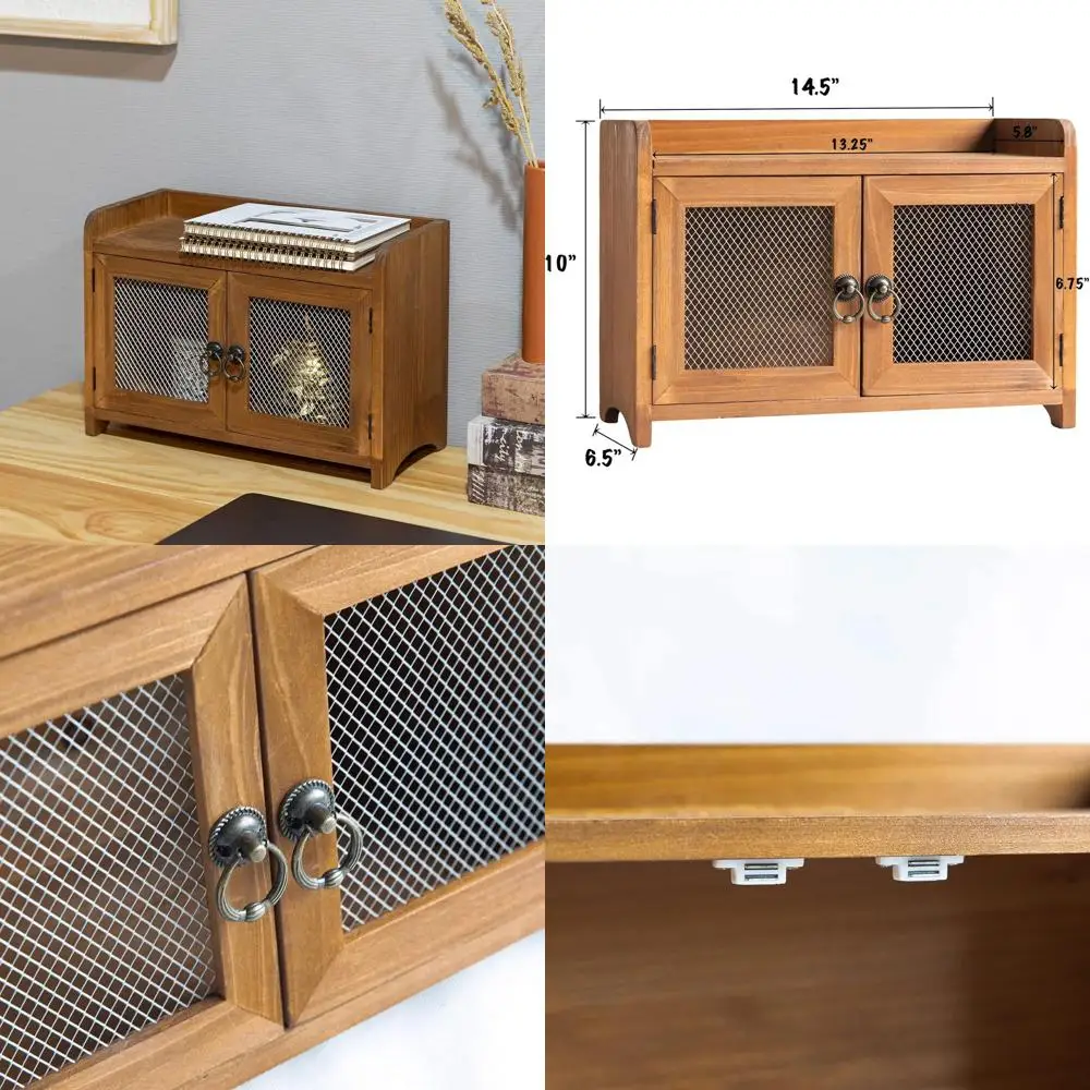 

Компактный деревянный шкаф для хранения вещей с магнитной дверцей, идеально подходит для кухни, гостиной, спальни или ванной комнаты, 14,5 x 6,5 x 10 лет, коричневый