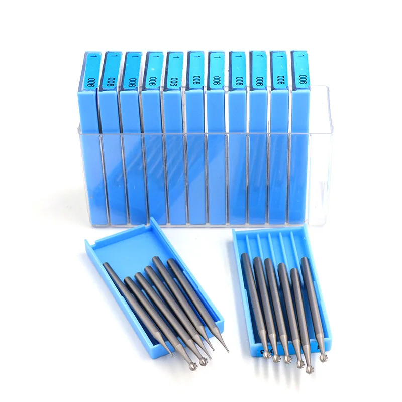 1-6pcs 0.3-2.3mm Ball Burs Tungsten Steel Engraving Carving Knife 2.35 Shank Olive Amber End Mill Router Bit Wood Milling Cutter