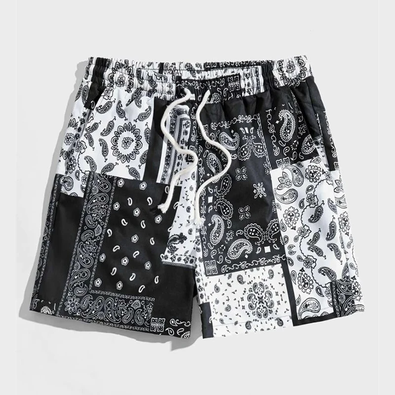 

Trend Bandana Graphic Beach Short for Men Summer Fashion 3D Printed Swim Trunks Loose Casual Streetwear Hawaiian Short Pants