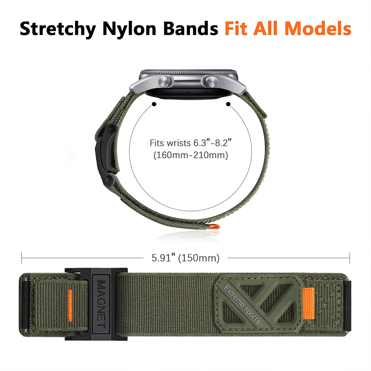 Neues Nylonarmband mit Magnetverschluss, 20 mm und 22 mm, universelles Ersatzarmband für verschiedene Modelle, für Herren, Outdoor-Armbänder, Zubehör. – Detail 2
