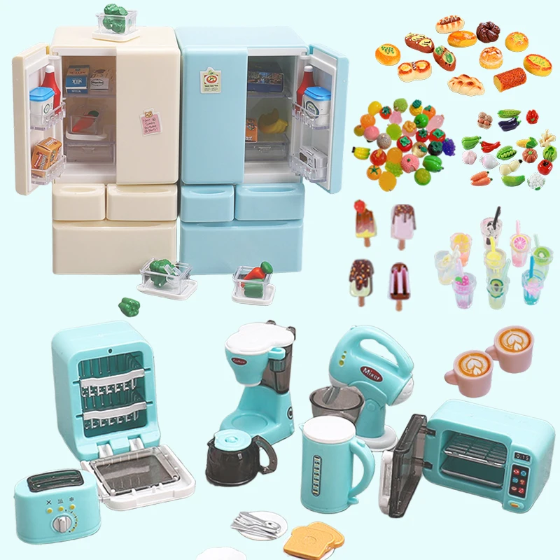 Miniaturowy model lodówki dla dzieci, zabawka do domku dla lalek, meble, zestaw do gotowania, zabawka kuchenna, dekoracja domu dla dziewczynek, prezent na Boże Narodzenie, Nowy Rok