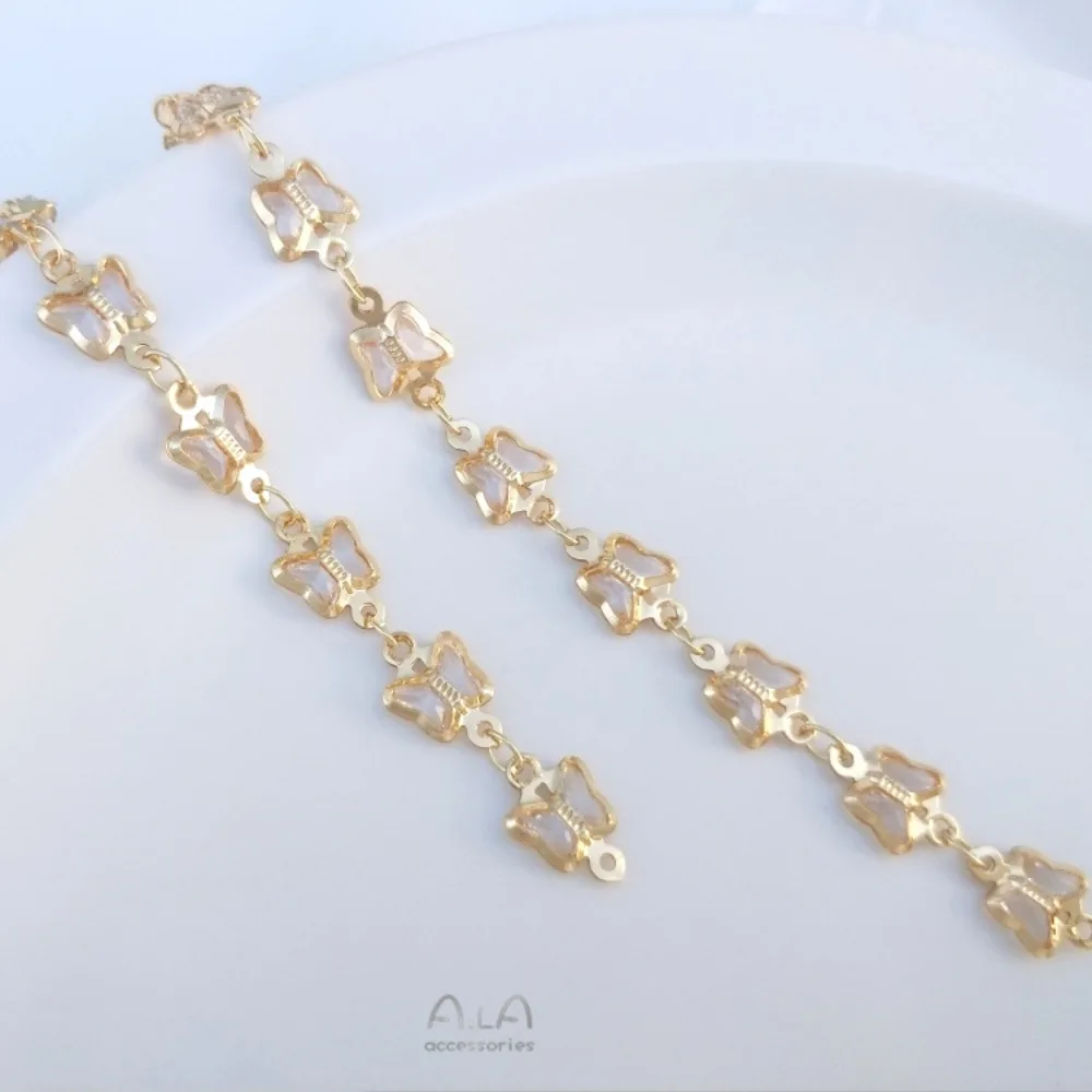 14K الذهب اللون الزركون فراشة سلسلة اللون الزركونيوم اليدوية سلسلة DIY اليدوية والمجوهرات سوار قلادة سلسلة فضفاضة المواد #6