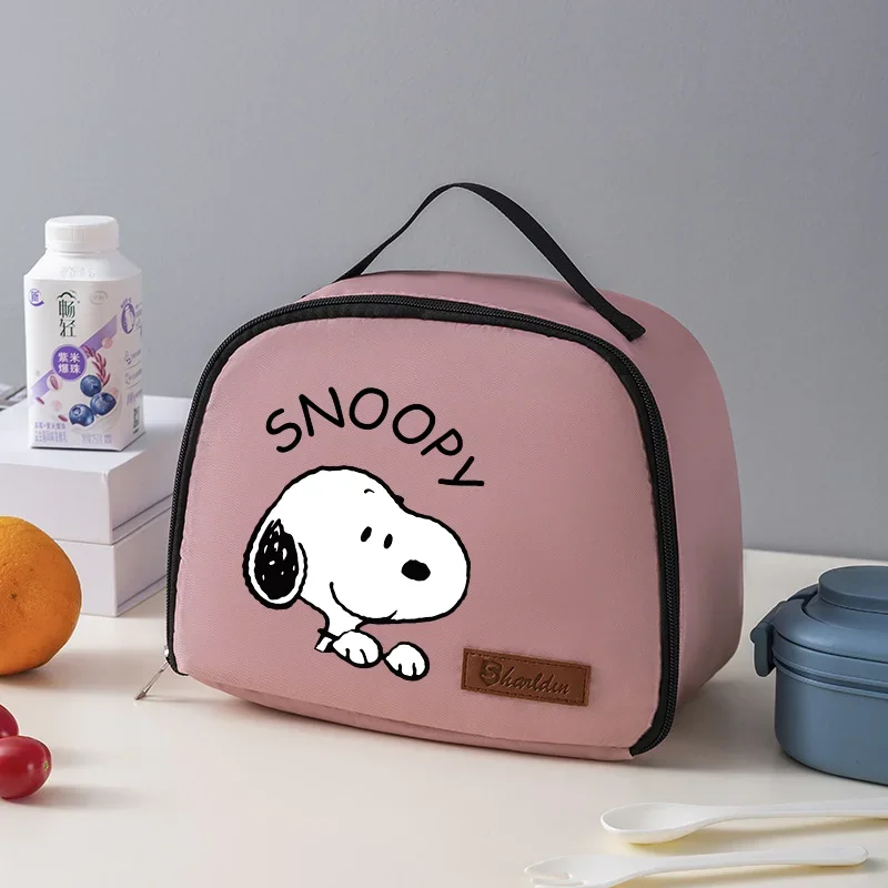 Bolsa de almuerzo Snoopy para niños y niñas, bonita caja de aislamiento térmico con dibujos animados, bolsas de comida, bolsa de mano portátil para estudiantes, cajas Bento, bolsas más cálidas de regalo