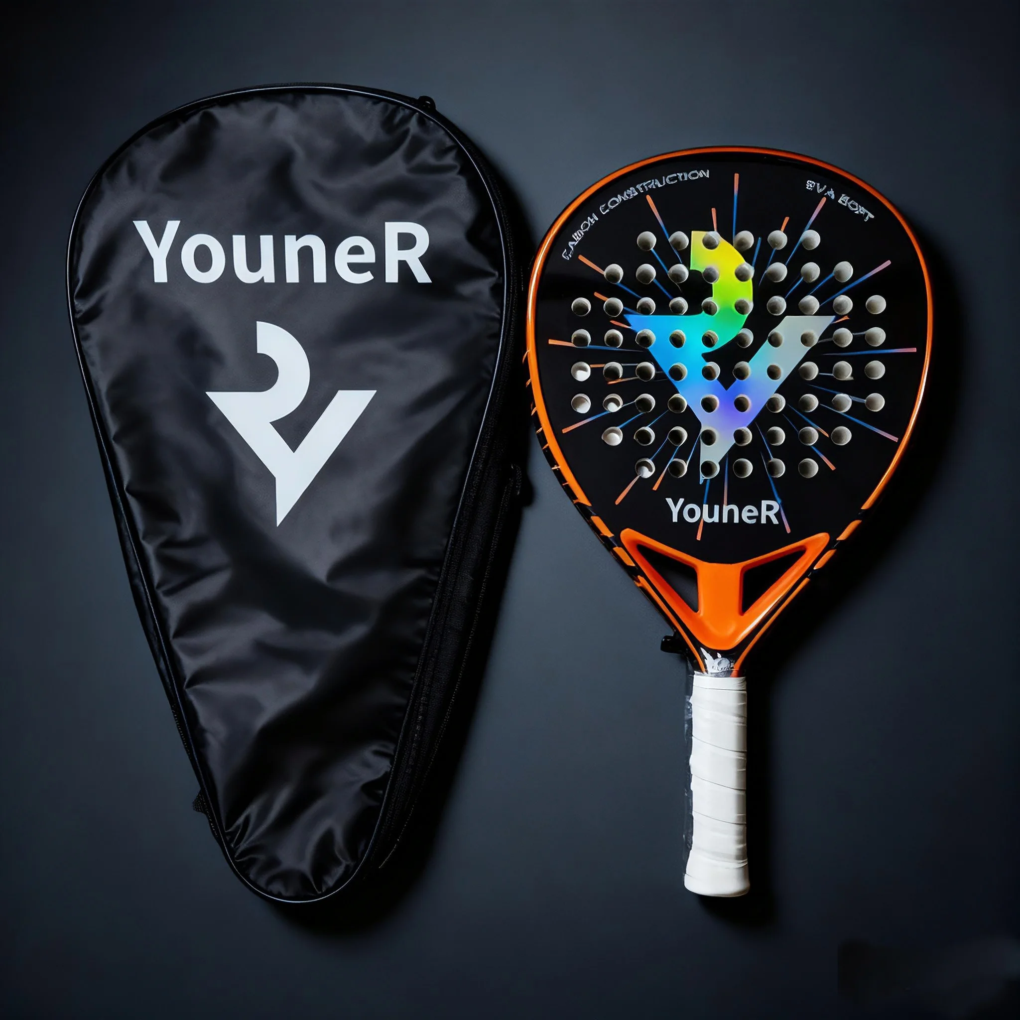 

YouneR Tennis Racket Pro Series Orange Carbon Fiber EVA Soft Core Maximum Comfort Superior Feel for Competitive Play Training