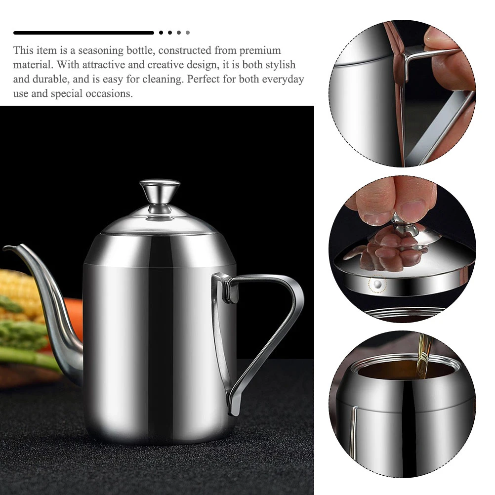 

Stainless Steel Oil Pot Storage Bottle Seasoning Dispenser Olive Oil H held Portable Vinegar Soy Sauce Multi Function