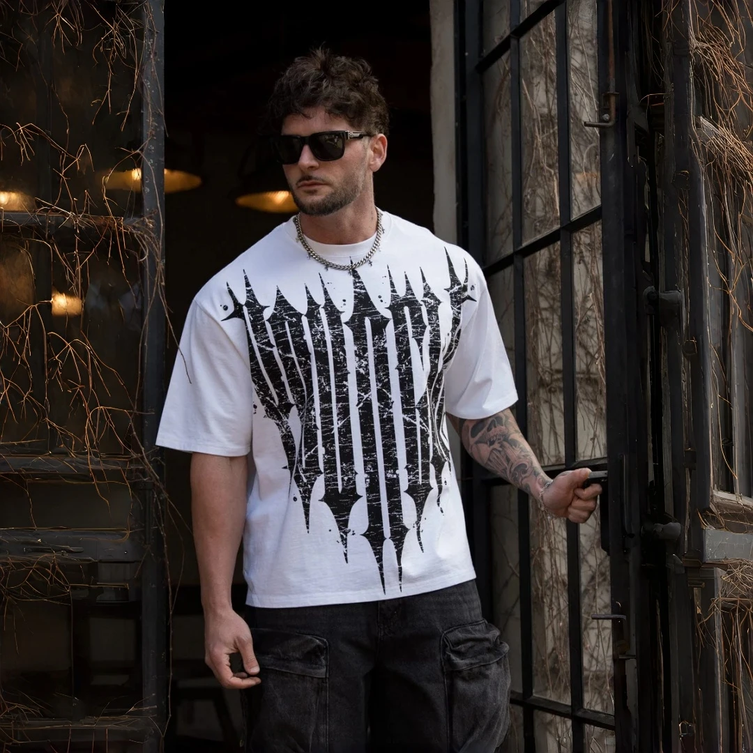 YOUNGLA REVENGE T-shirt, Power loose T-shirt men's strength training short sleeved, outdoor sports fashion Tees