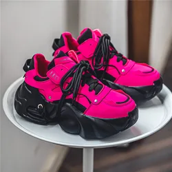 New Design Fashion Red Sneakers for Men Height-increasing Platform Sneakers Men Lace-up Designer Sneakers Men Zapatillas Hombre