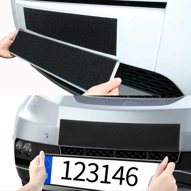 2Pcs/Set Frameless Black Adhesive License Plate Holder Weather-proof Number Plate Holder for Car/SUV/Vehicles Accessories