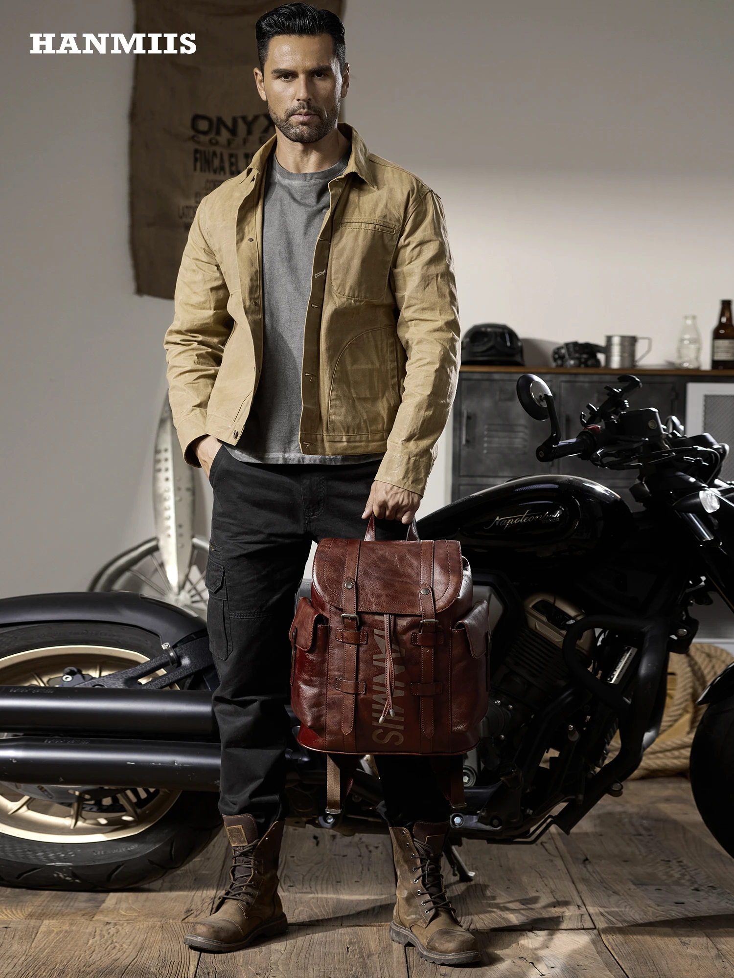 HANMIIS New Full-Grain Leather Large-Capacity Backpack & Travel Bag | Premium Men's Business Laptop Rucksack & Weekender Daypack