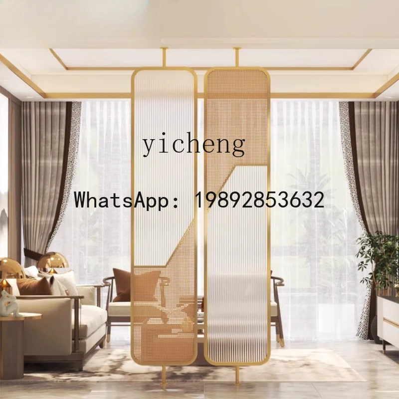 ABC  rattan glass screen partition, living room entrance to stainless steel glass screen