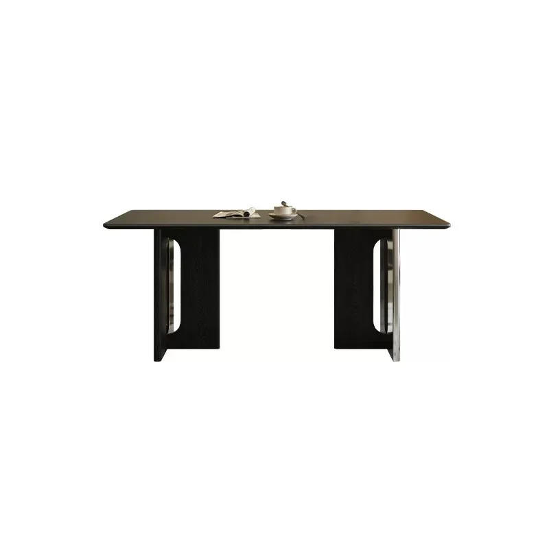 Modern Retro Black Rectangular Dining Table Easy to Use High Quality Long Lasting Stable Structure Load Bearing Durable Build