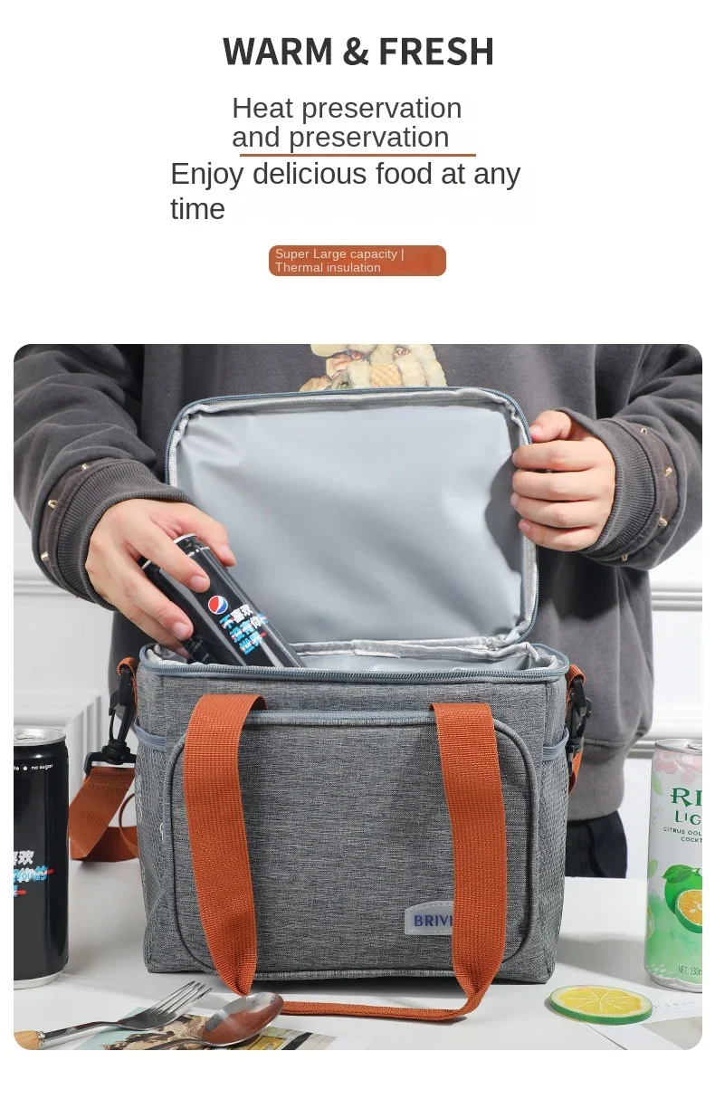Tragbare Lunchtaschen mit doppelter Schicht, Lebensmittelbox, robuste Camping-Rucksäcke aus Oxford-Gewebe, Kühlbox, große Kapazität, ideal für Picknicks, langlebig, für Grillabende im Freien. – Detail 9
