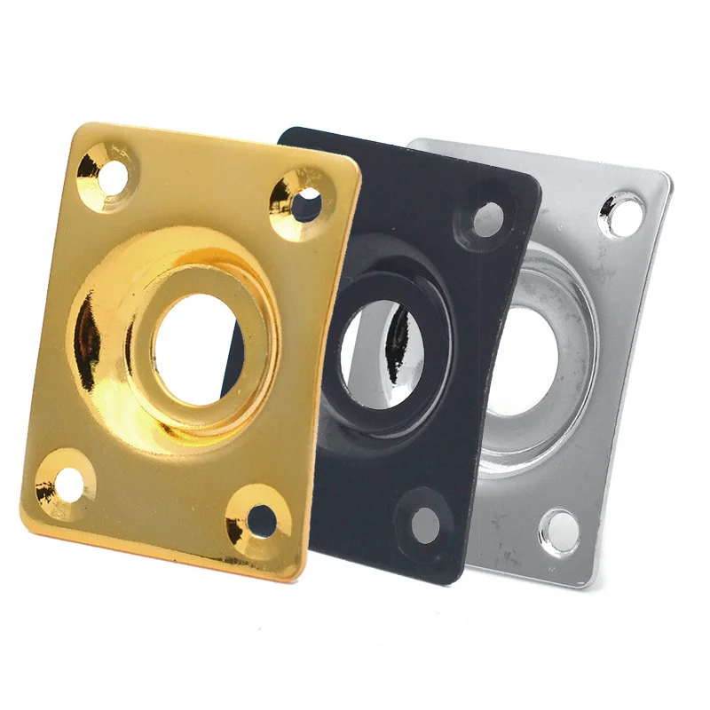 Chrome Jack Plate Compatible with Les Paul LP Tele Style Electric Guitar Bass Curved Recessed Rectangle Style Output Jack Plate