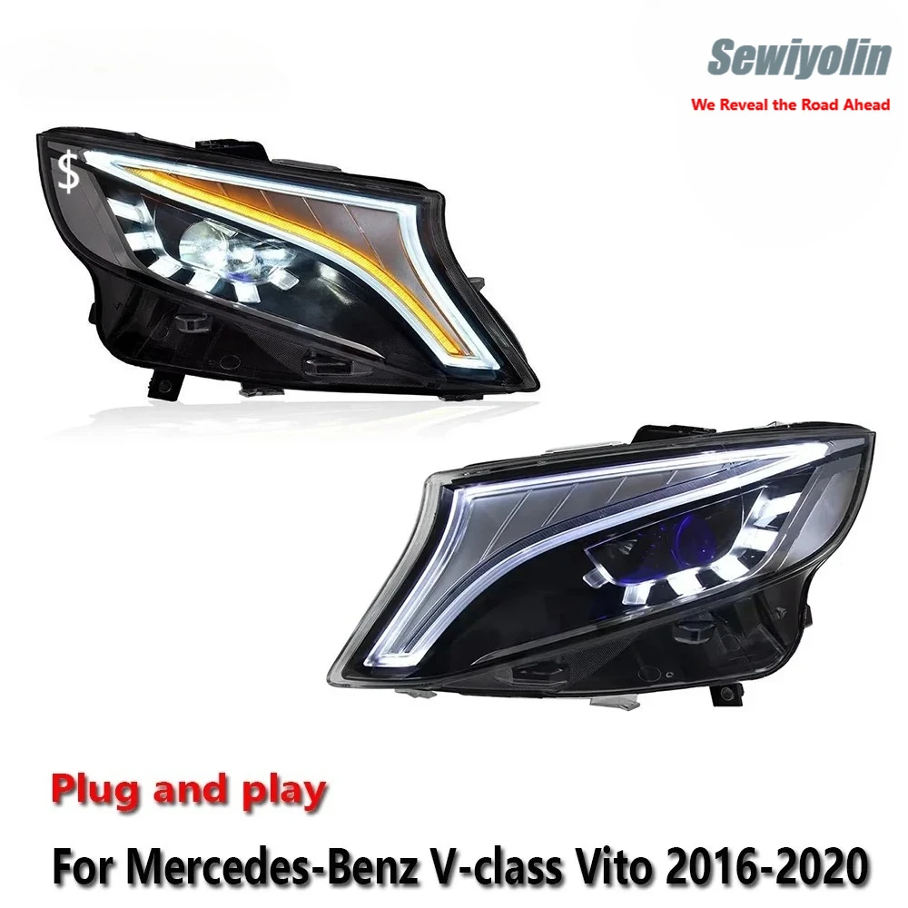 

Светодиодные фары для Mercedes-Benz Vito 2016-2023: противотуманные фары, ДХО, стоп-сигналы, указатели поворота, подключение Plug and Play, IP67