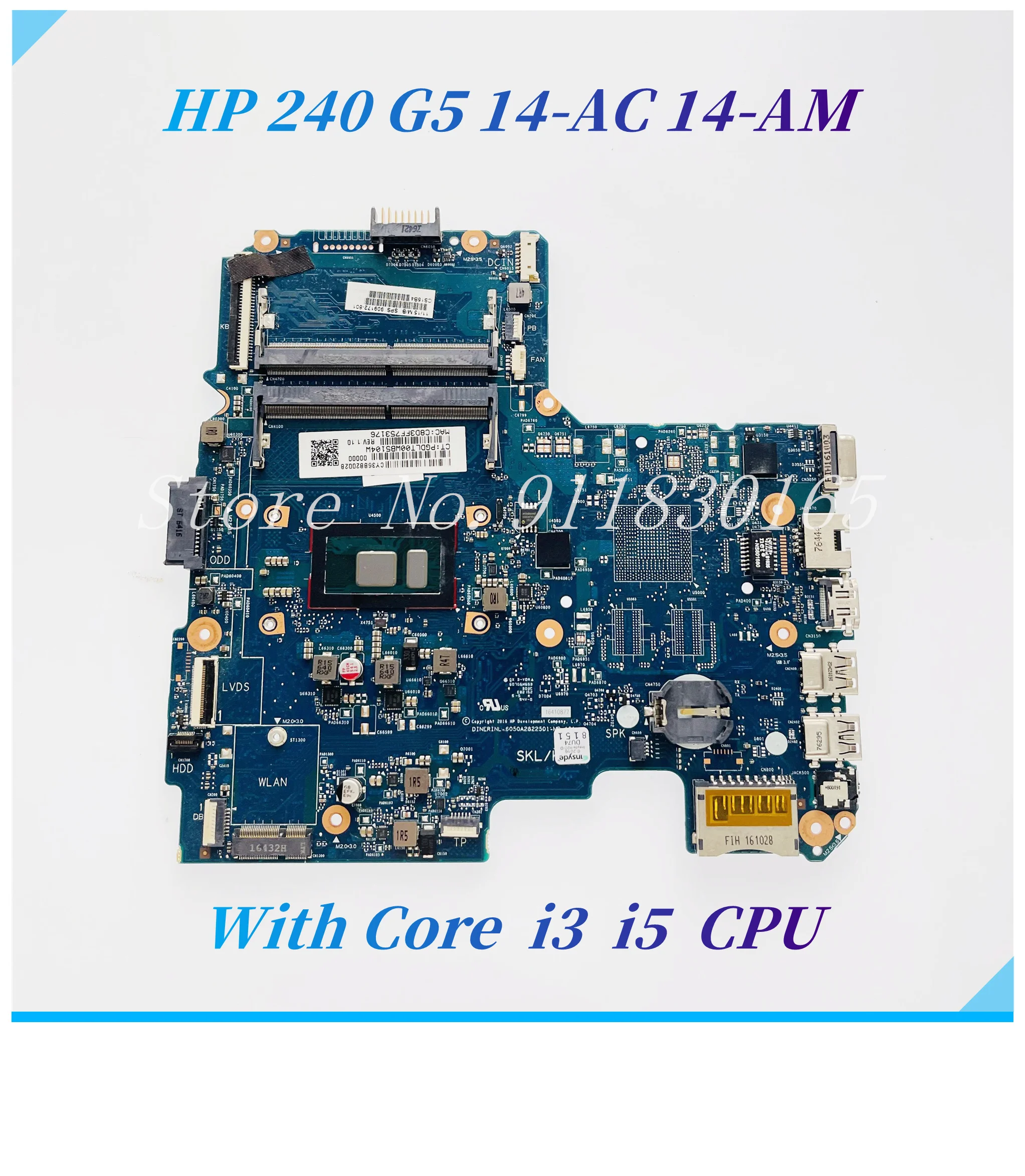 6050A2822501-MB-A01 909172-601 860457-601 Mainboard For HP 14-AC 240 G5 14-AM 240 G4 Laptop Motherboard With Core I3 I5 CPU UMA