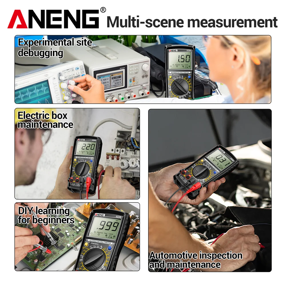 ANENG SZ26 Multimeter Speed Diode Meter Ohmer Ammeter 1999 Count Car Tester Closed Angle Measure Auto Repair Multitester Tools
