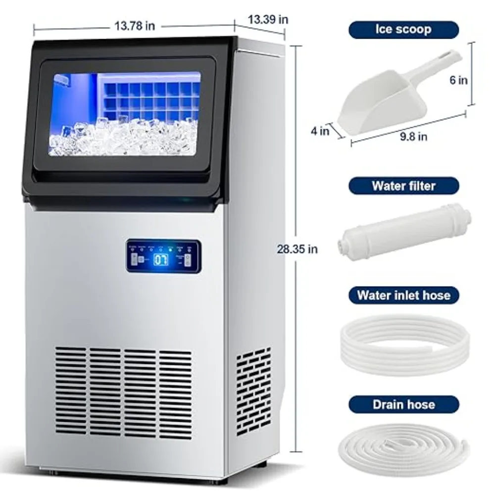 เครื่องทำน้ำแข็งแบบตั้งโต๊ะ, เครื่องทำน้ำแข็งเชิงพาณิชย์ขนาด 121 ปอนด์/24 พร้อมที่จับ เครื่องทำน้ำแข็งเชิงพาณิชย์ เครื่องทำน้ำแข็งเชิงพาณิชย์