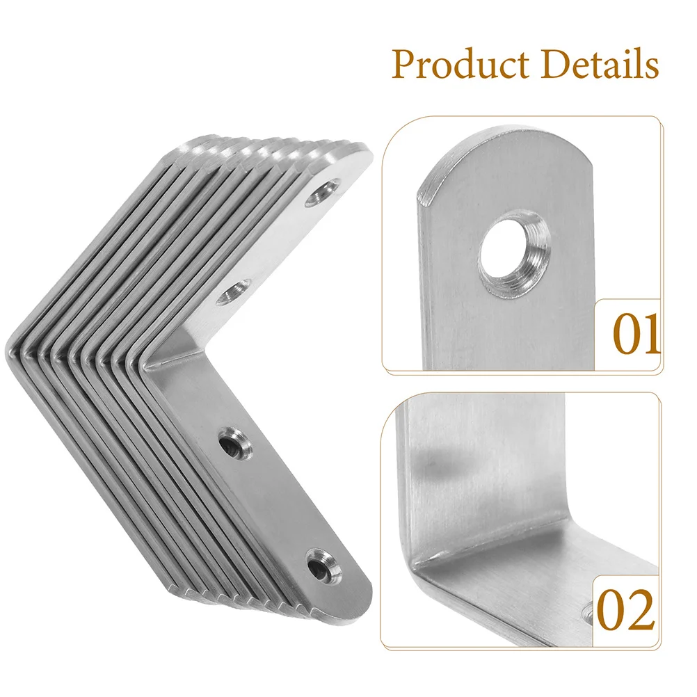 

12pcs Stainless Steel Corner Brackets Heavy Duty Angle Brackets For Wood Furniture Right Angle Shelf Support Bracket Metal