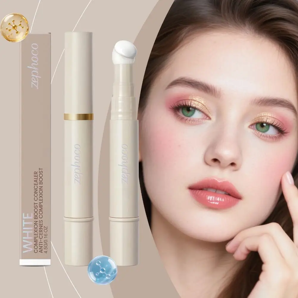 Barra correctora ligera, lápiz corrector de color con esponja para retoques de maquillaje, cosméticos faciales portátiles e impecables